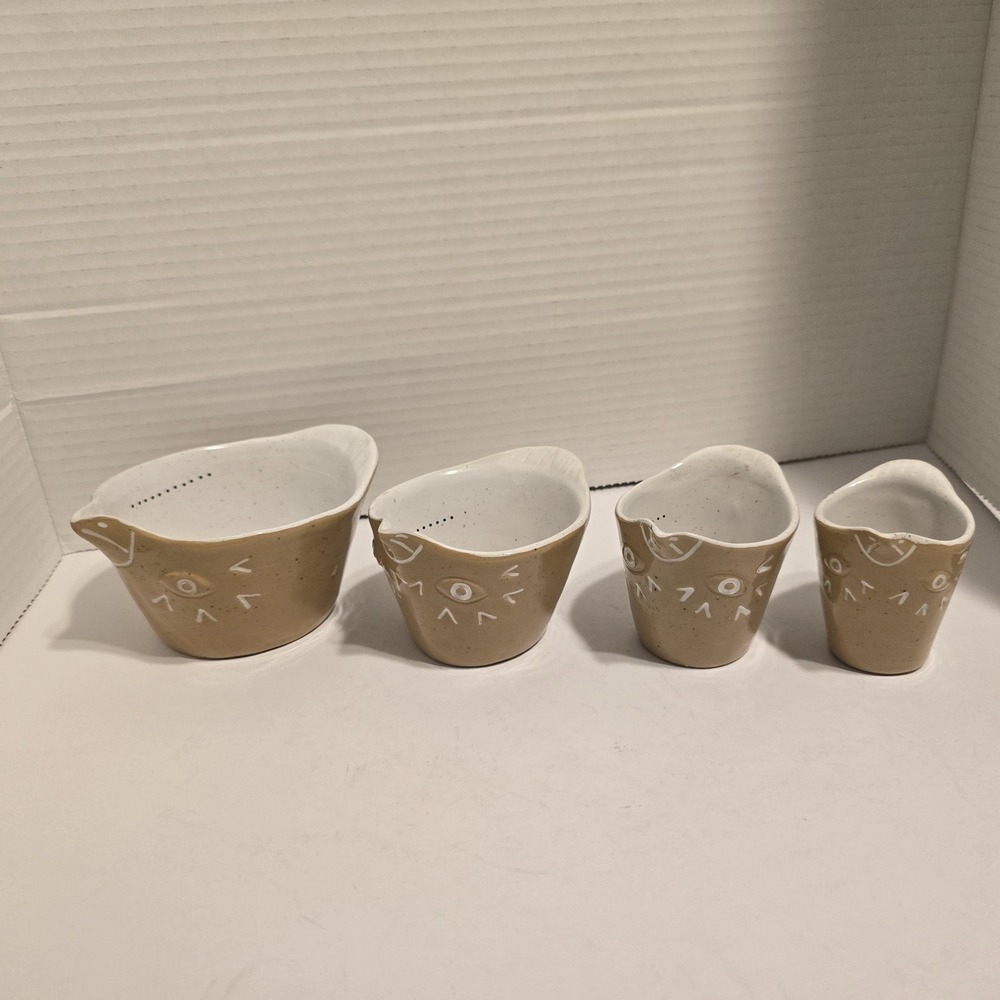 Anthropologie Nesting Owl Measuring Cups Linda Hsiao‎ Knotwork LA Set (4)